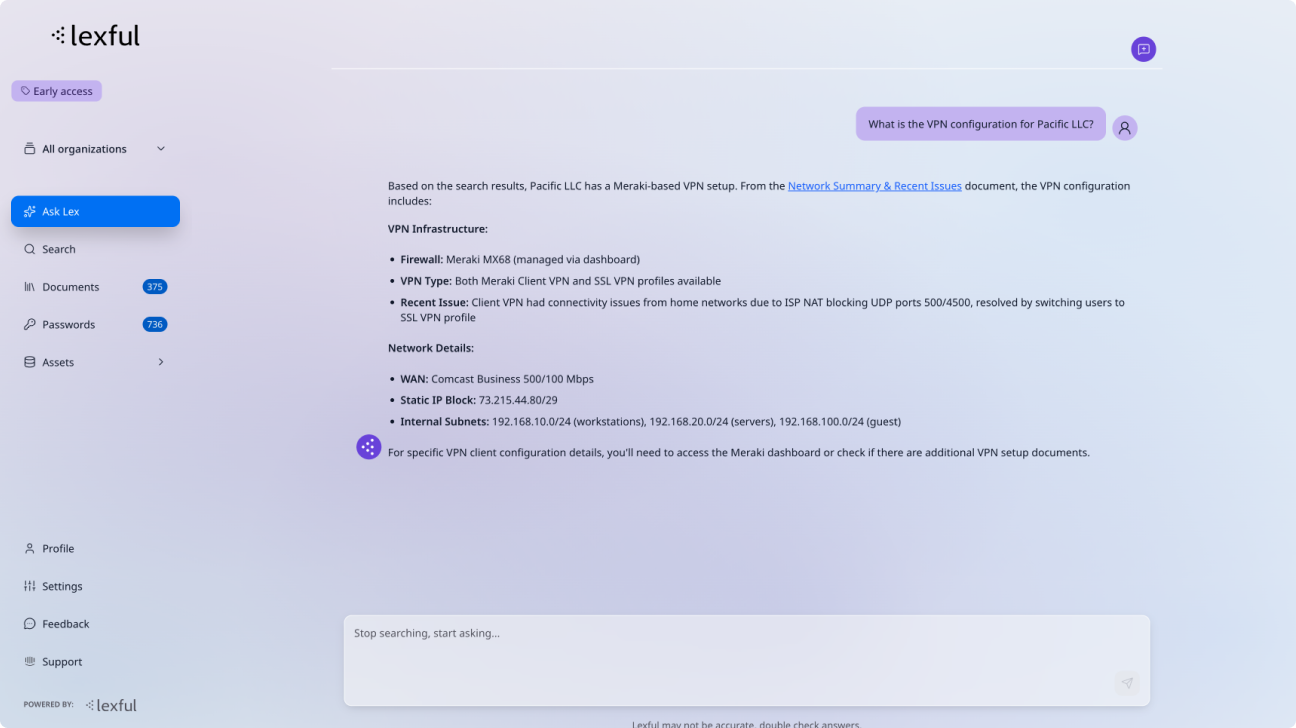 Lexful Ask Lex interface