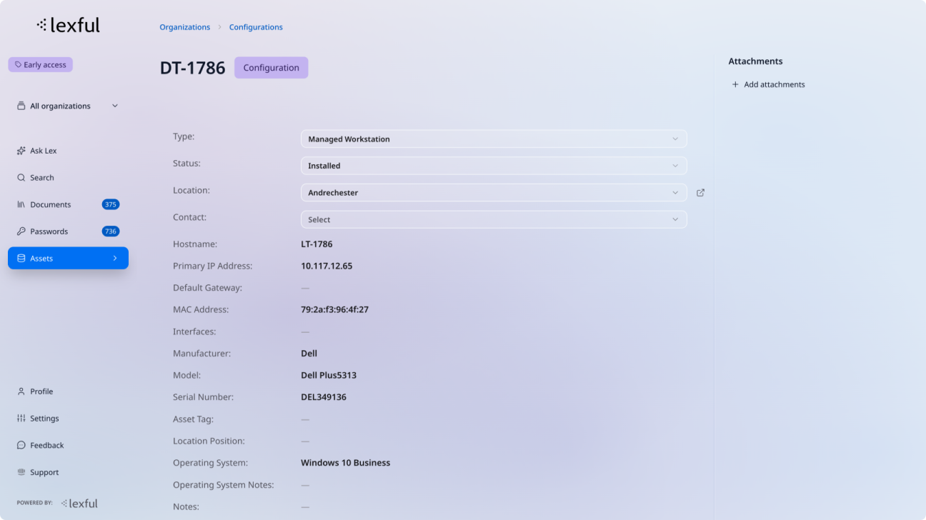 Lexful core documentation interface